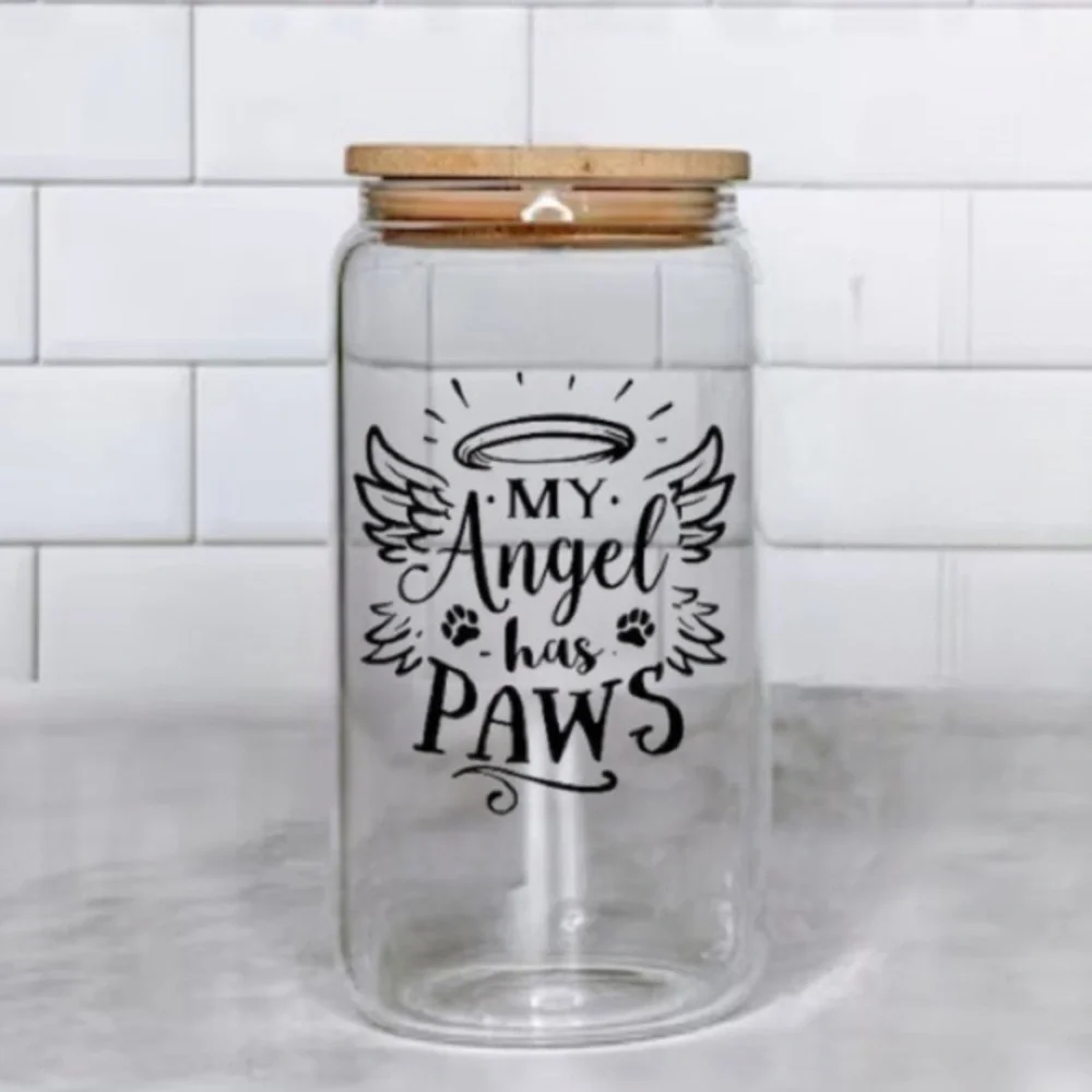 My Angel Has Paws Glass Cup
